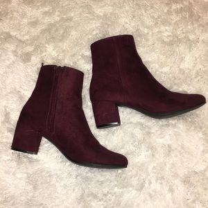 Maroon burgundy chunky boots booties
